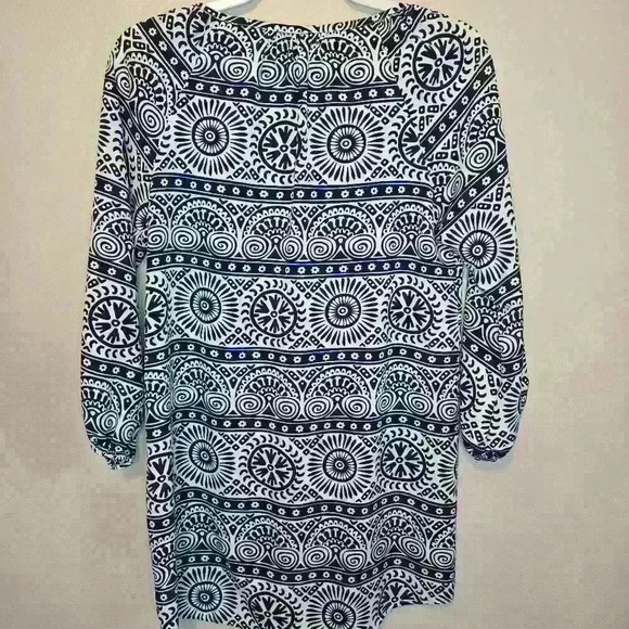 Mud Pie Oversize Peasant Blouse Top White Tribal Circle Print Size S - Picture 6 of 8